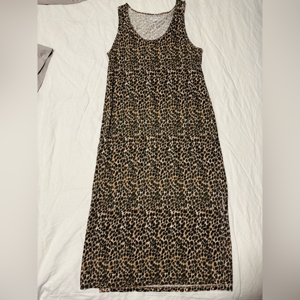 J Crew Animal Print Sleeveless Knit Midi Dress